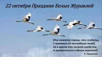 22 октября - День белых журавлей! Мы замолкаем, глядя в небеса… 22 октября - День белых журавлей! Мы замолкаем, глядя в небеса….